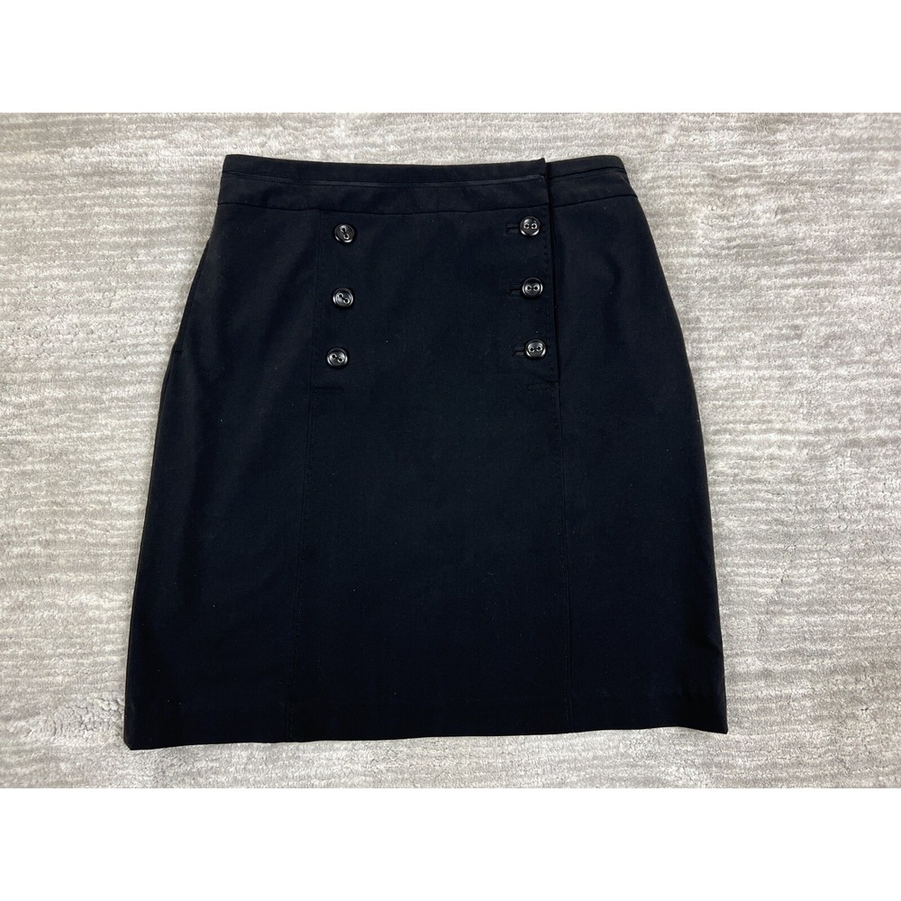 Investments Skirt Womens 10 Black Sailor Pencil Double Breasted‎ Stretch Career